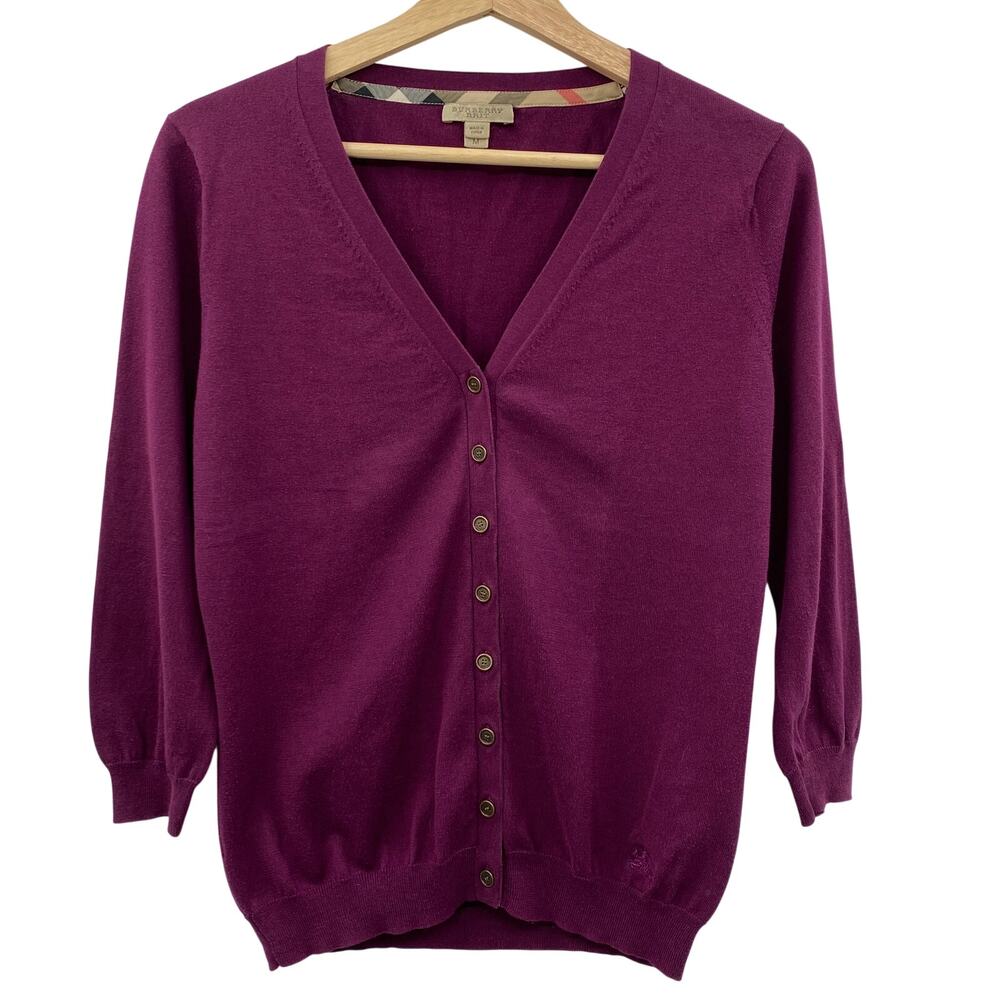 Burberry Brit M Magenta 3/4 sleeve cardigan sweater